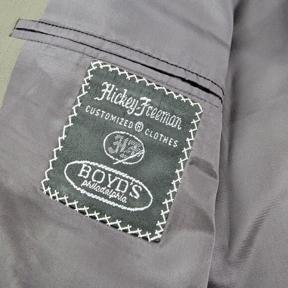 Hickey Freeman Boardroom Blazer Union Made Wool Lined Gray Size 43L - Picture 6 of 8